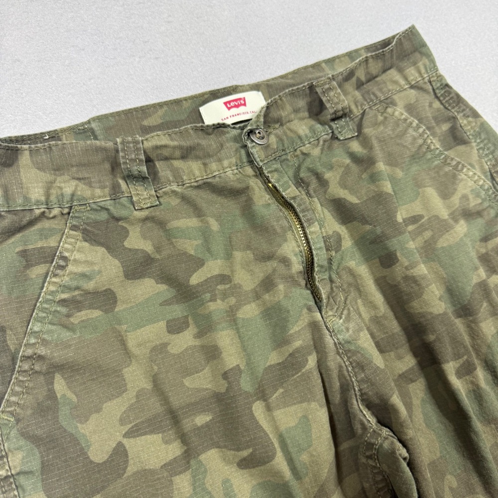 Levis Boys Green Camo Cargo Shorts Regular Fit Cotton Ripstop Size 16 Reg W28